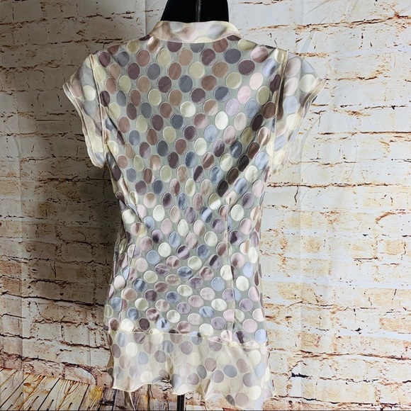 BCBGMaxAzria Polka Dot Silk Blend Blouse - Picture 4 of 8